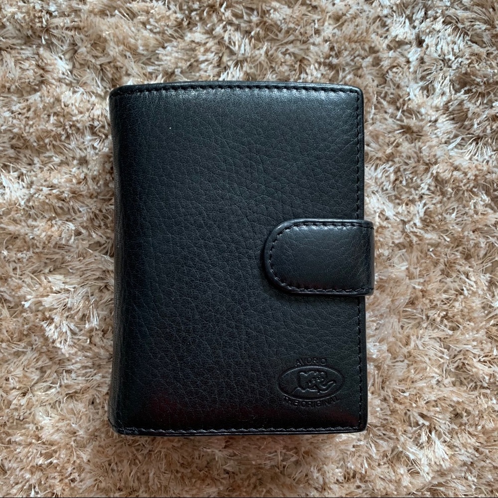 Black Hasp & Zip Style Leather Avorio Wallet